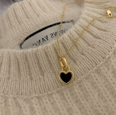 Double Sided Heart Necklace Gold