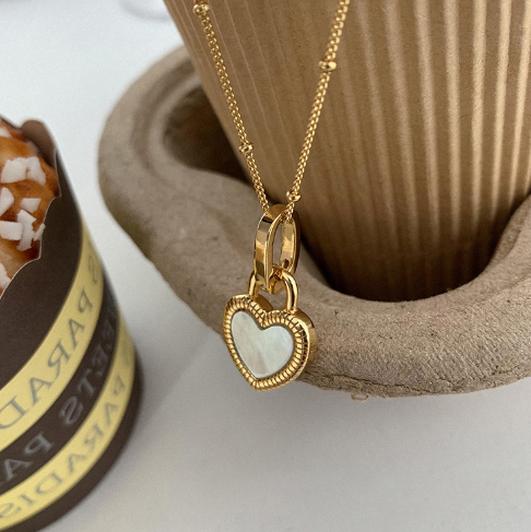 Double Sided Heart Necklace Gold