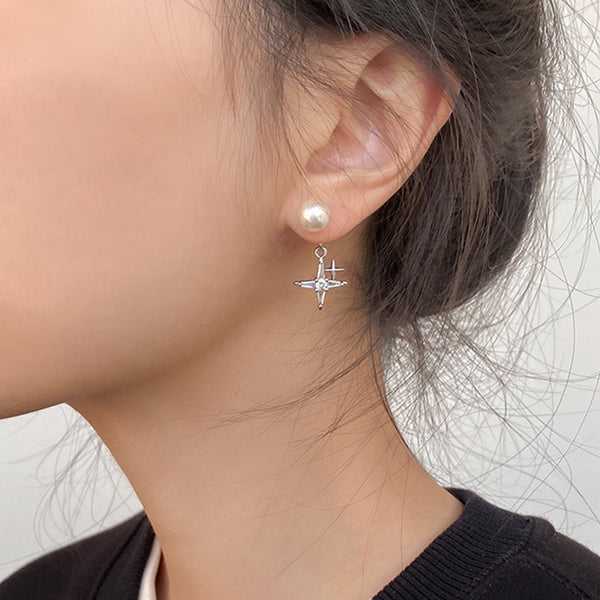 Star Pearl Earring In Silver