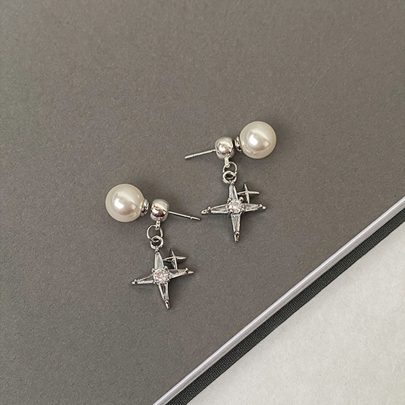 Star Pearl Earring In Silver